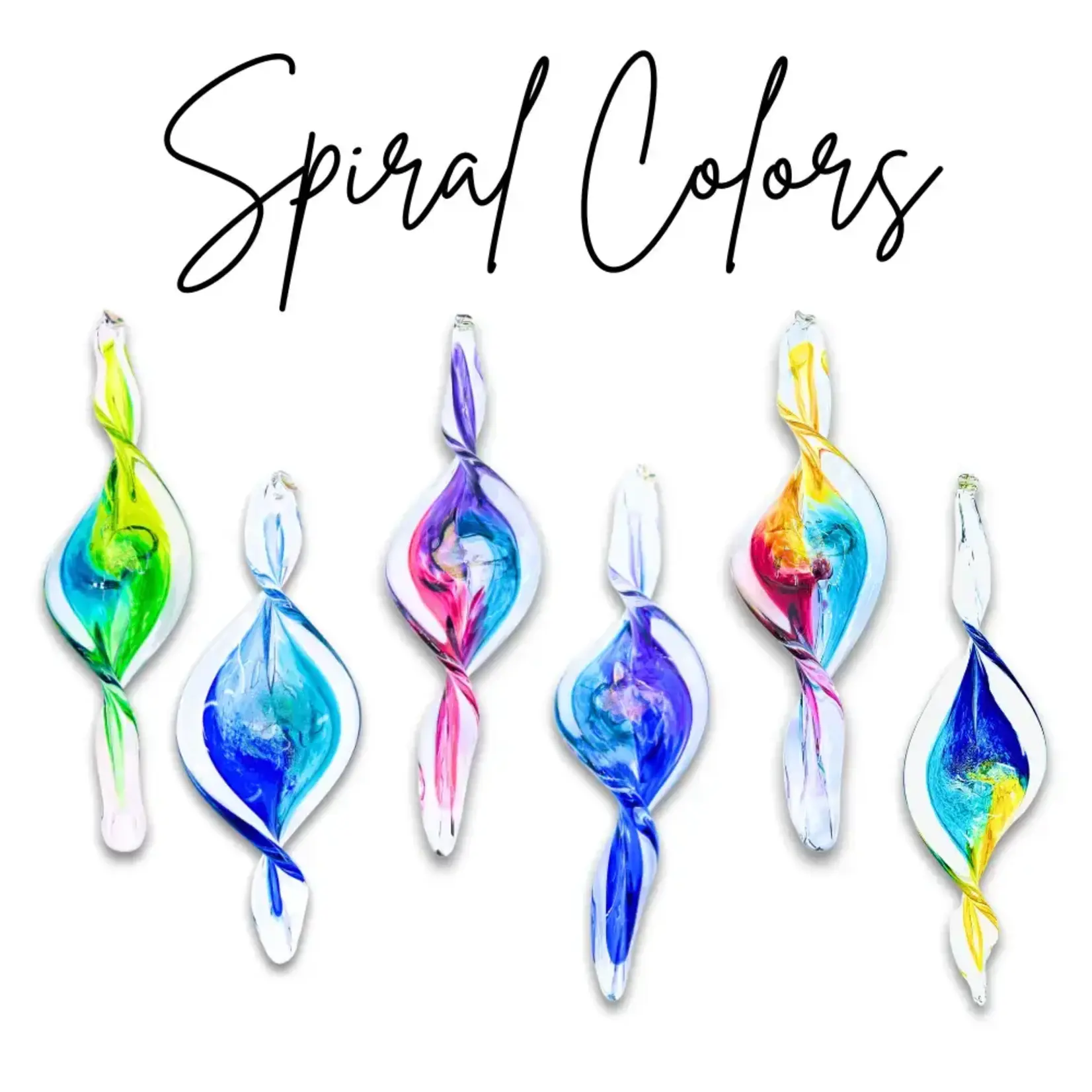 Handblown Spiral Glass 9" - Variety of Colors