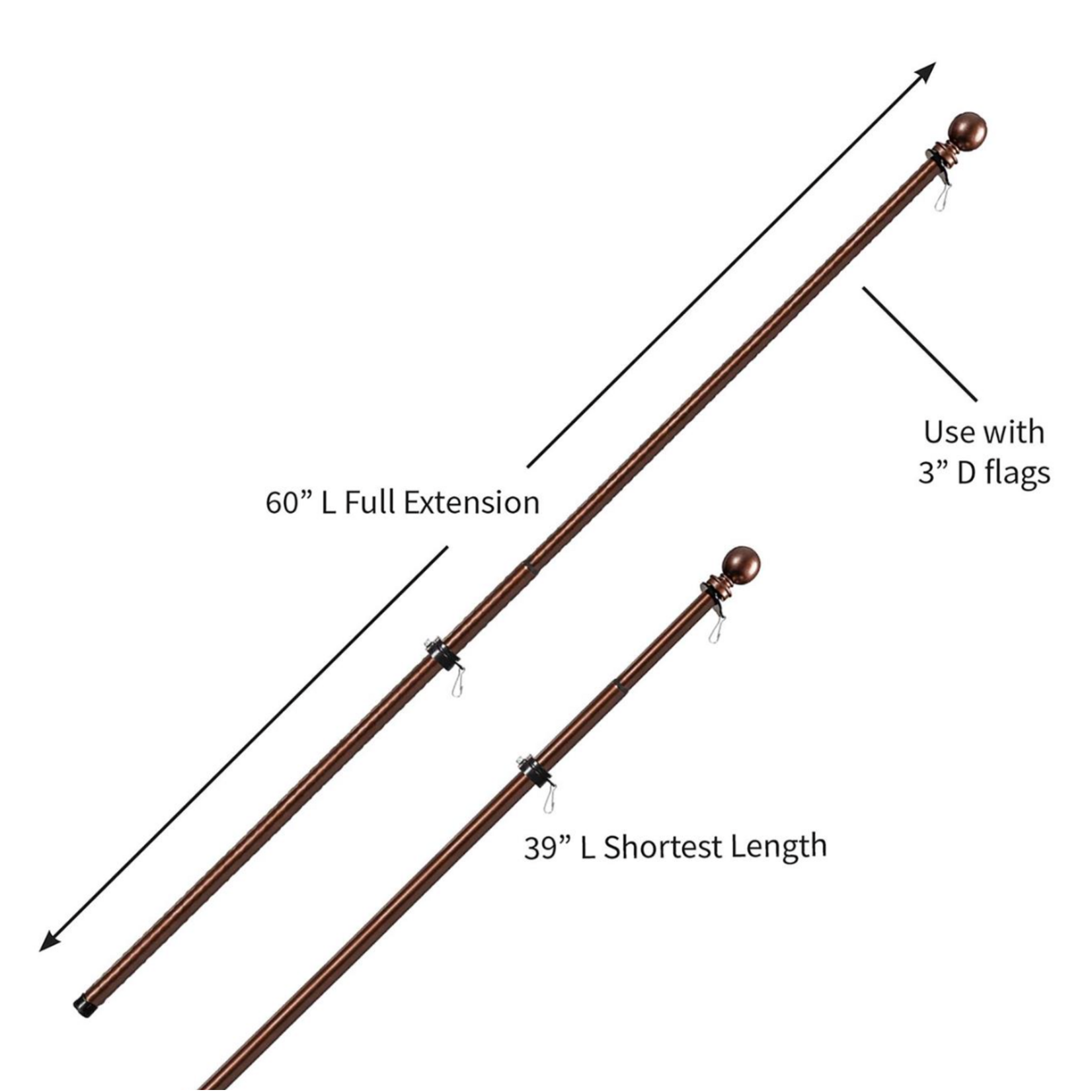 Bronze Extendable Metal House Flag Pole