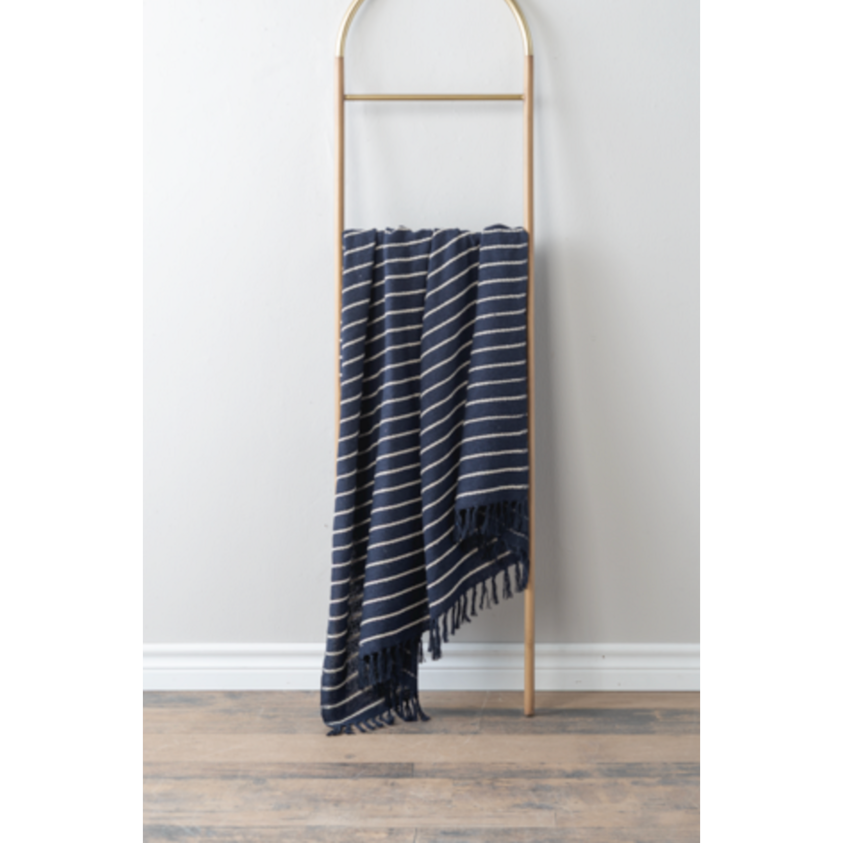 Ganz Woven Blue Striped 50X60 Throw-Cotton