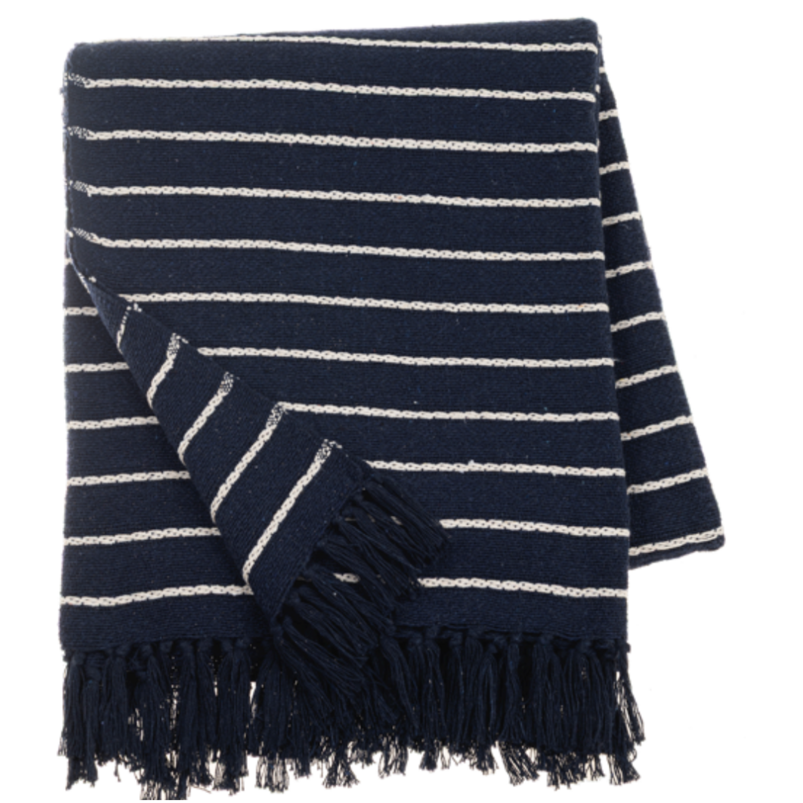 Ganz Woven Blue Striped 50X60 Throw-Cotton