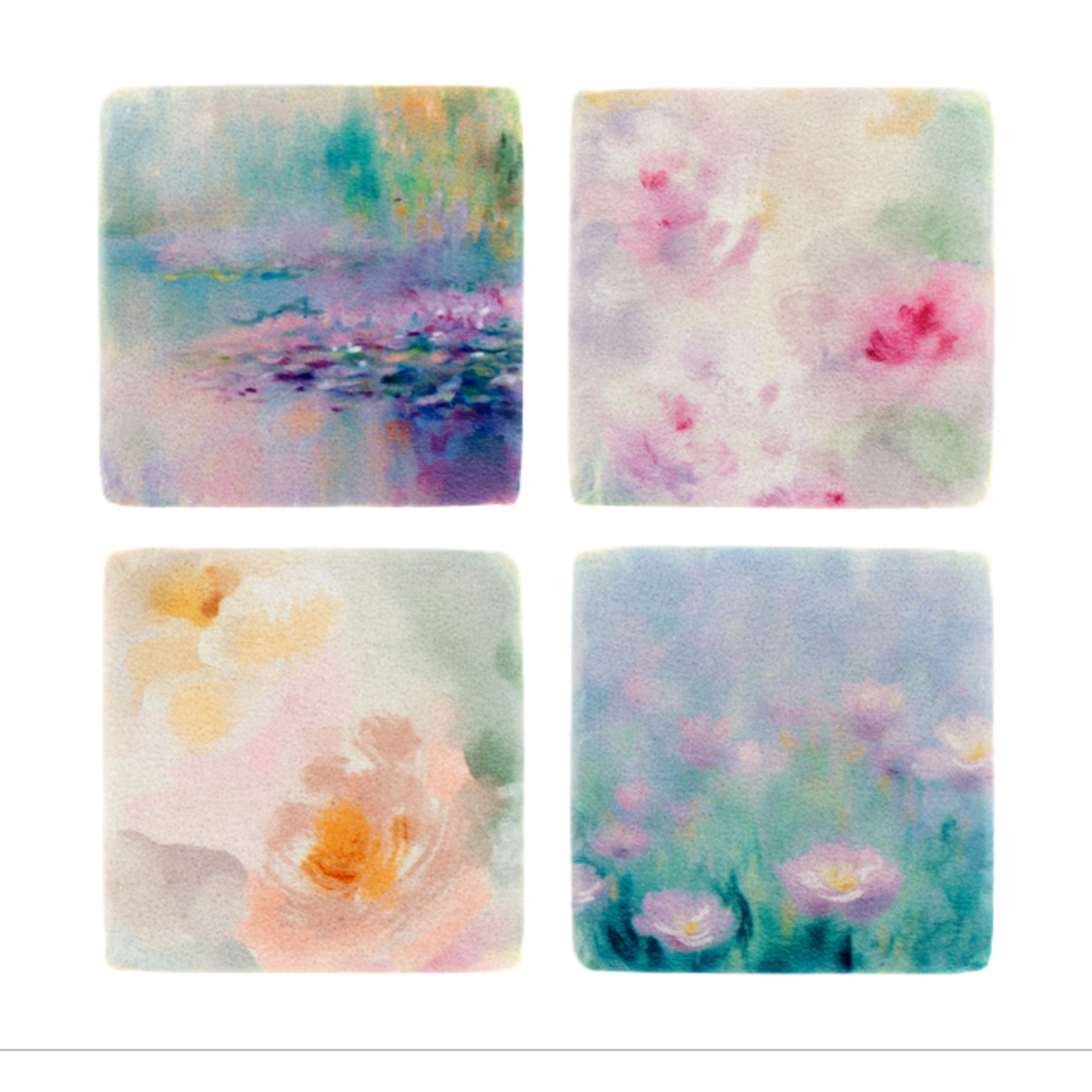Ganz Watercolor Floral Coaster Set 4pc