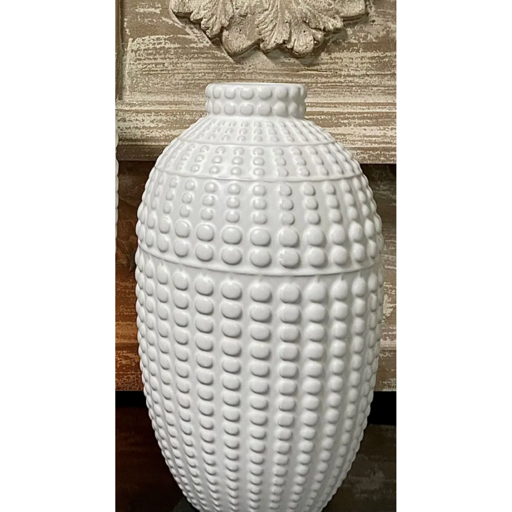 The Lighted Garden White Ceramic Vase-Medium