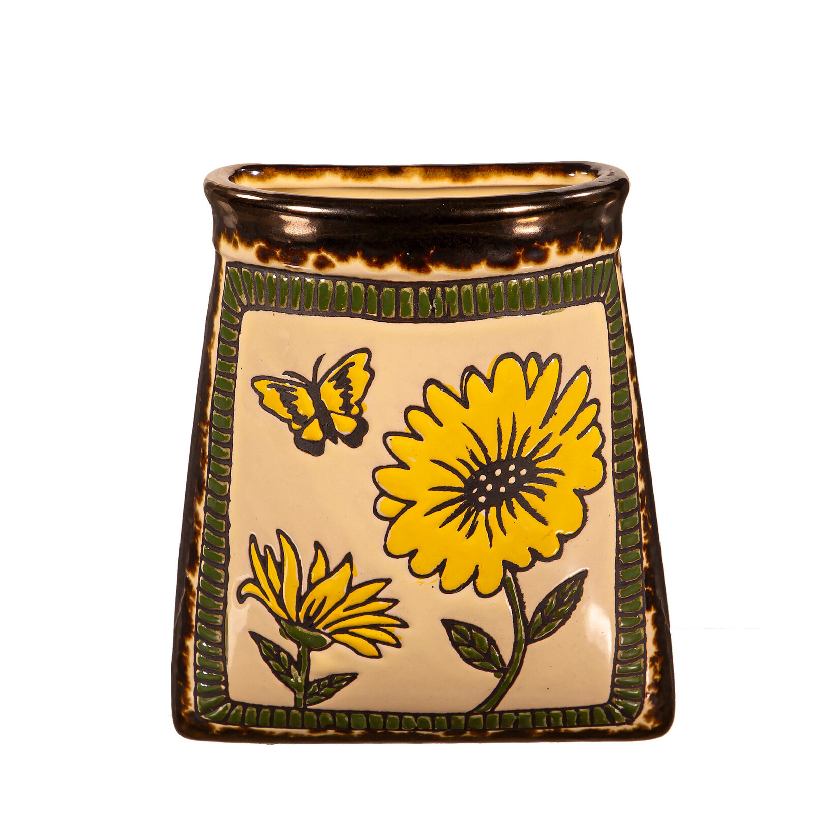 Ceramic Mini Wall Pocket Planter Sunflower or Butterfly
