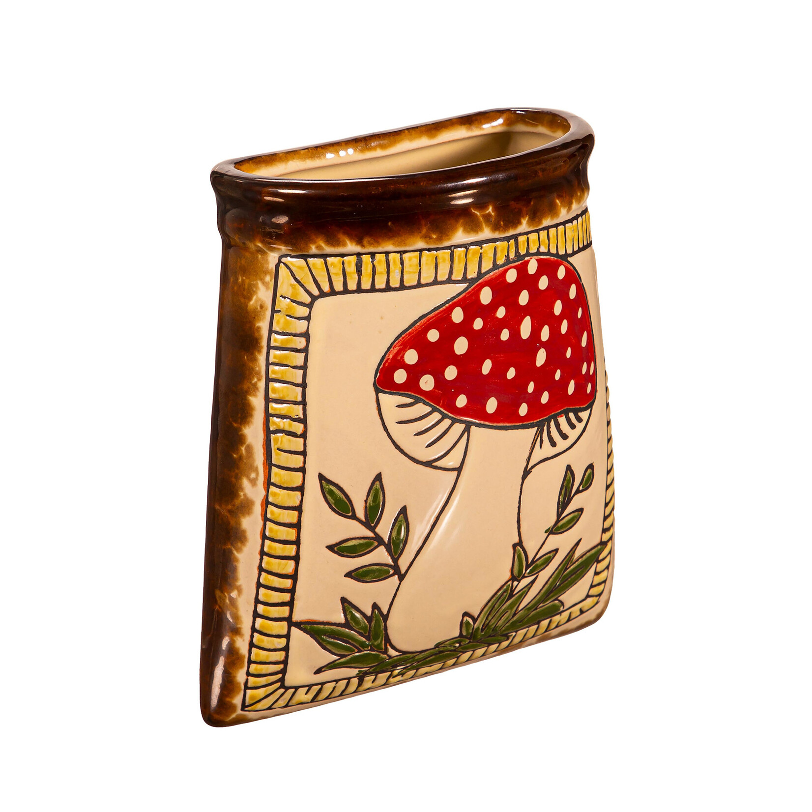 Ceramic Mini Wall Pocket Planter Mushroom