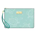 Sea Turtles Design Teal Zip Pouch with Removable Wrist Strap