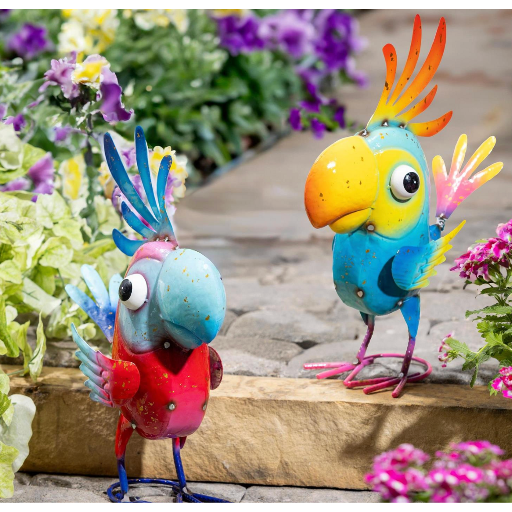 Cockatoo Statue-Metal Bright & Colorful