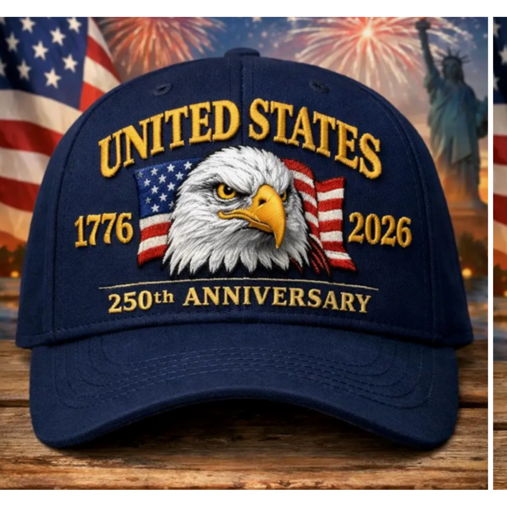 Gemishi 250th Anniversary Patriotic Eagle Embroidered Cap-Blue