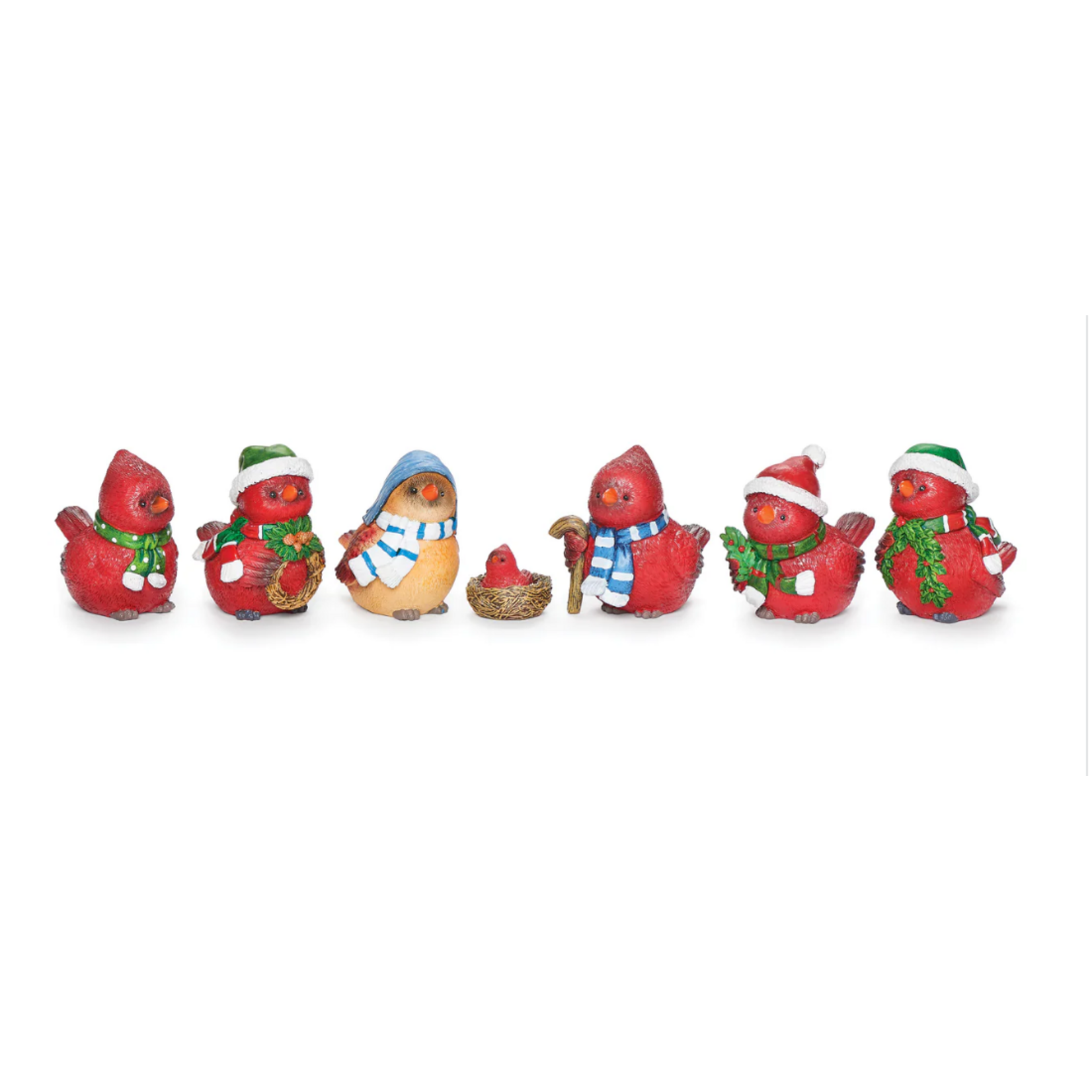 Festive Cardinal Creche Set with Nest