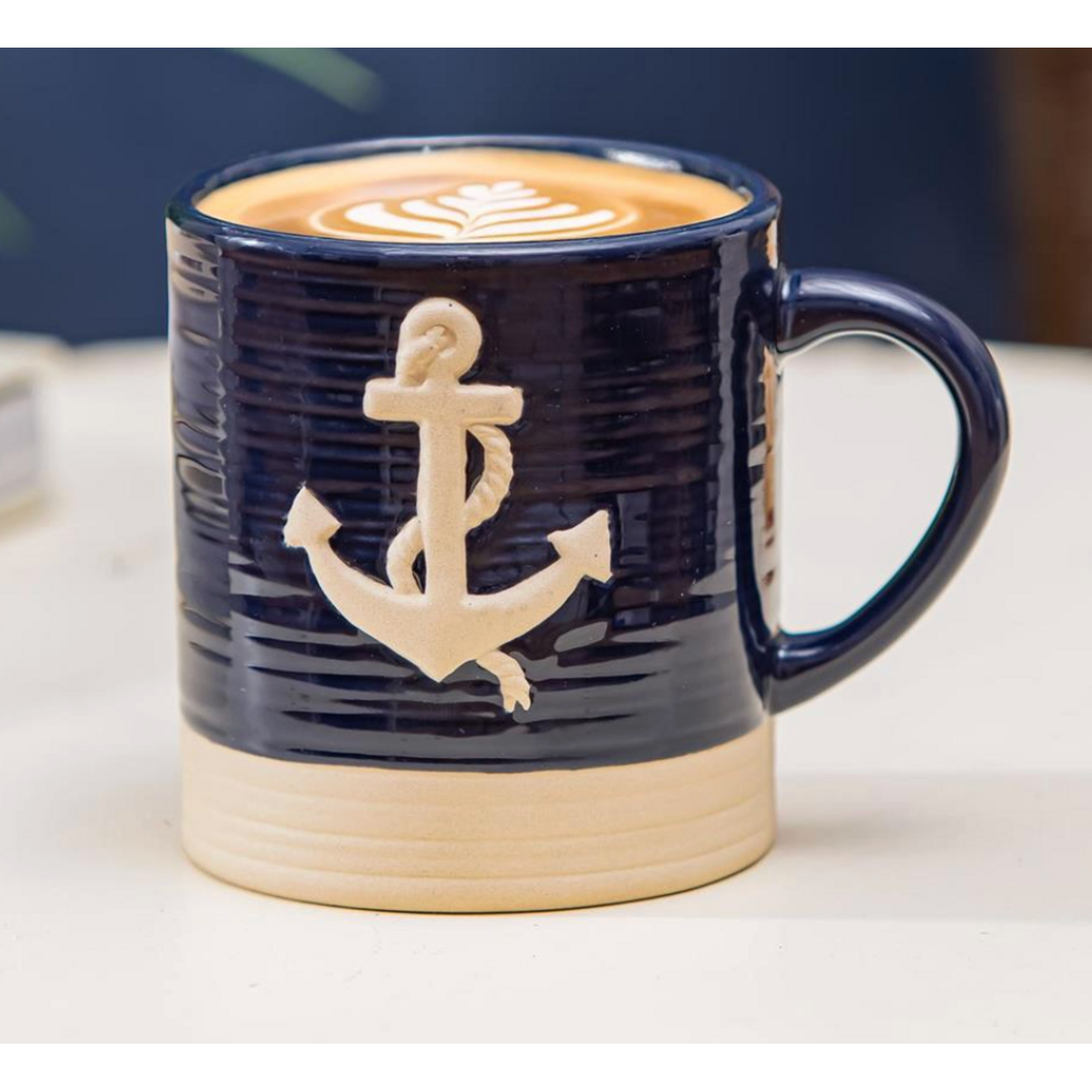 Seaside Retreat Coffee Cup Sculpted Anchor, 17oz, Gift Box