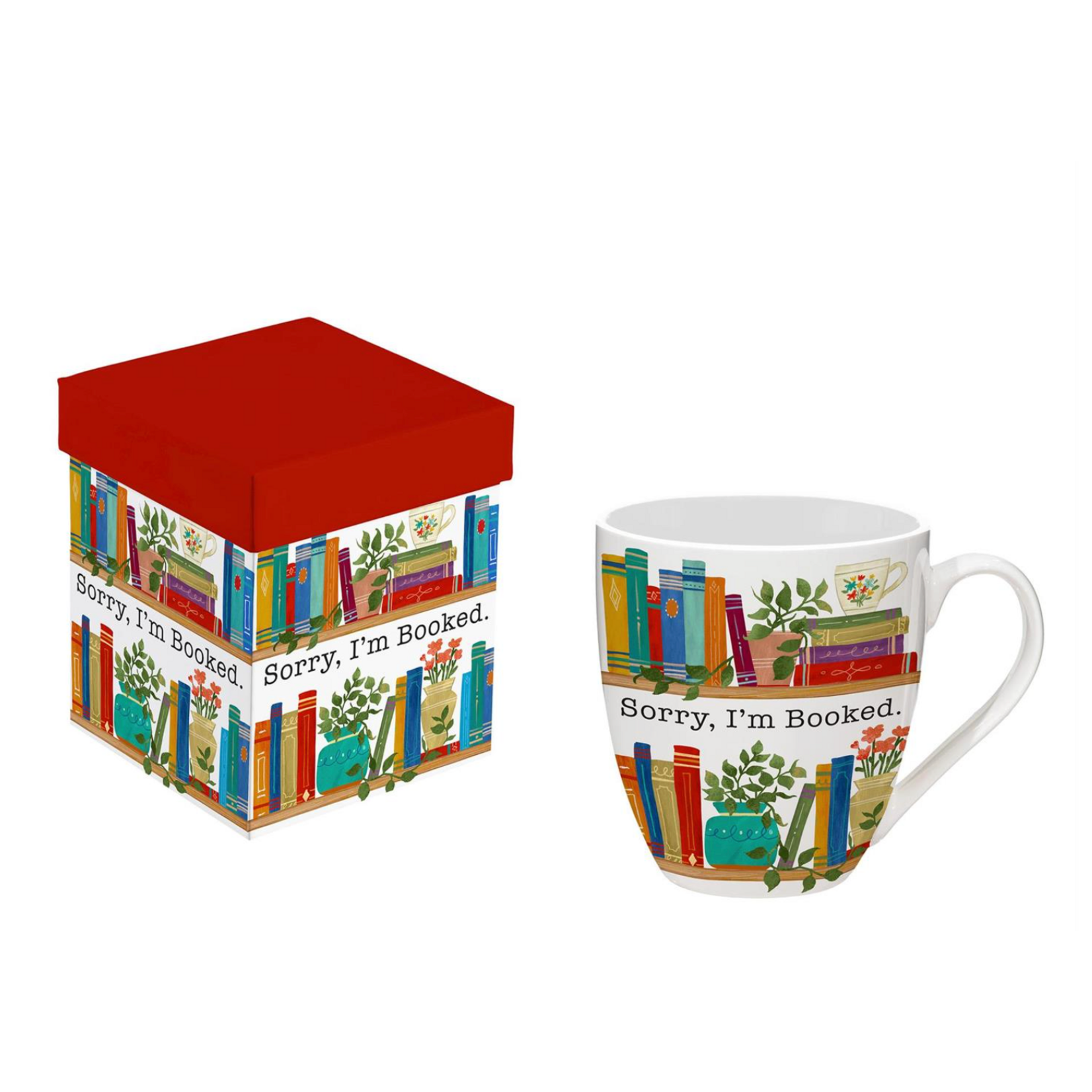 Coffee Cup Ceramic Cup O' Java, Sorry I'm Booked, 17oz, Gift Box