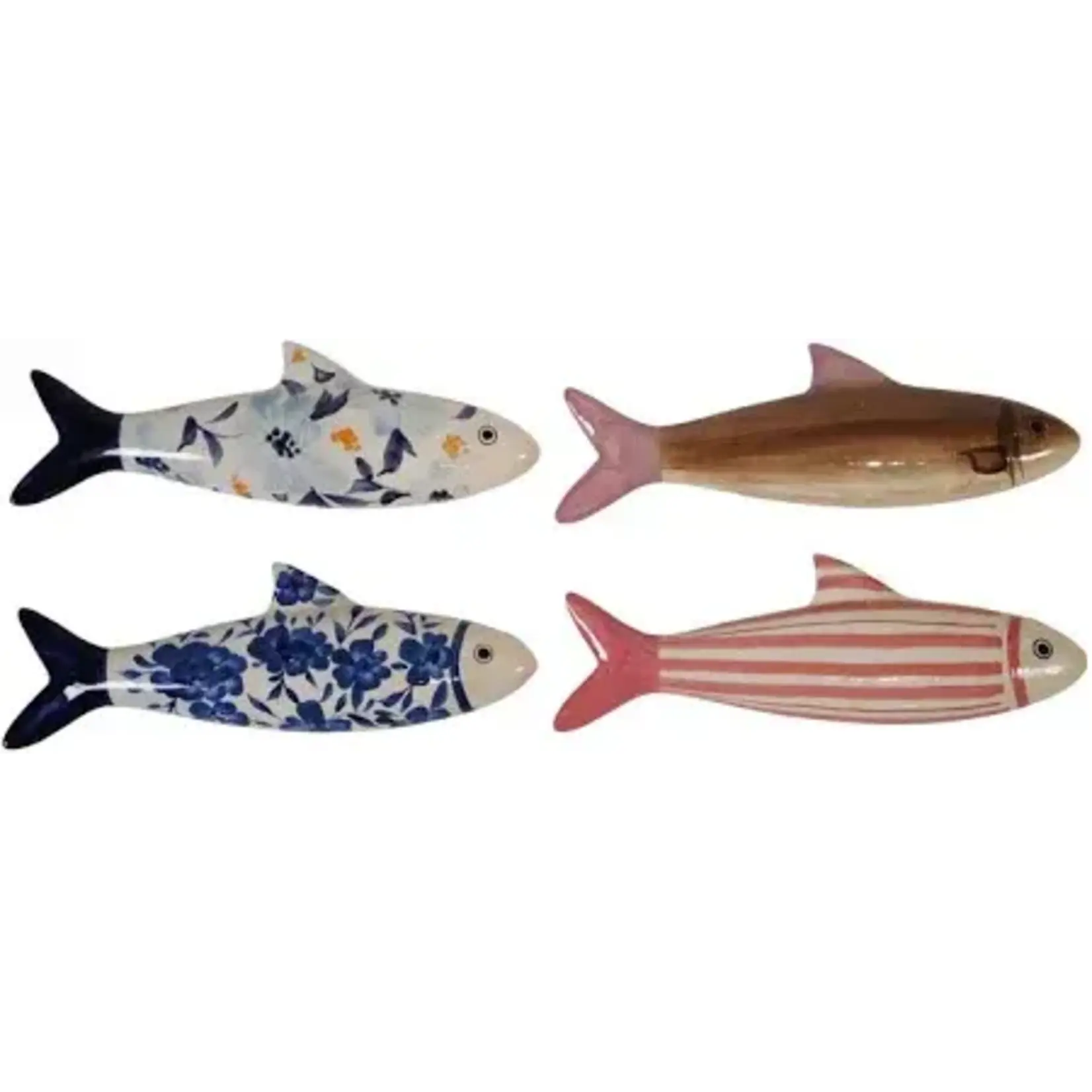 Hand-Painted Stoneware Fish Wall Decor