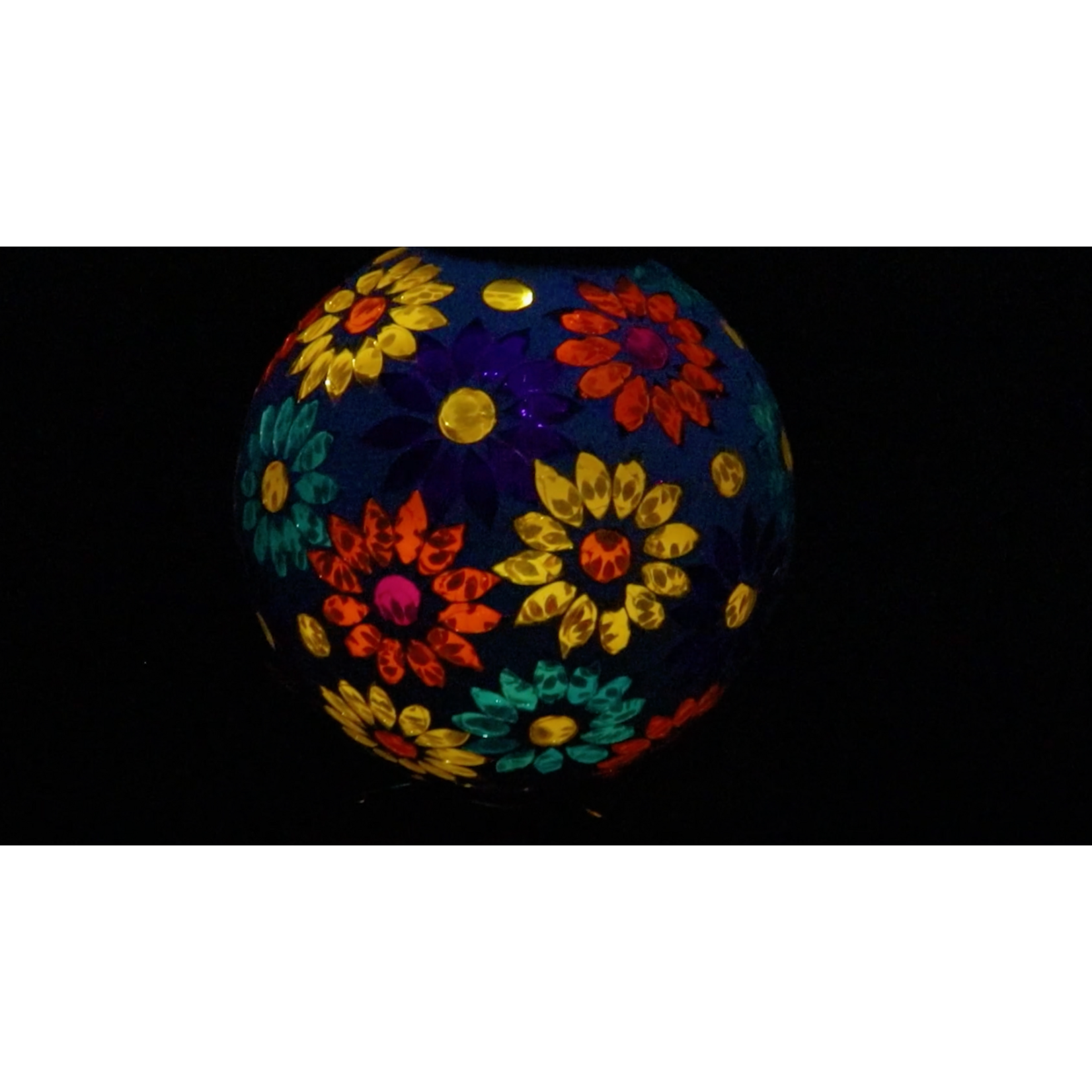 Sunnydaze Midsummer Dahlias Glass Gazing Ball with Solar Light - 10