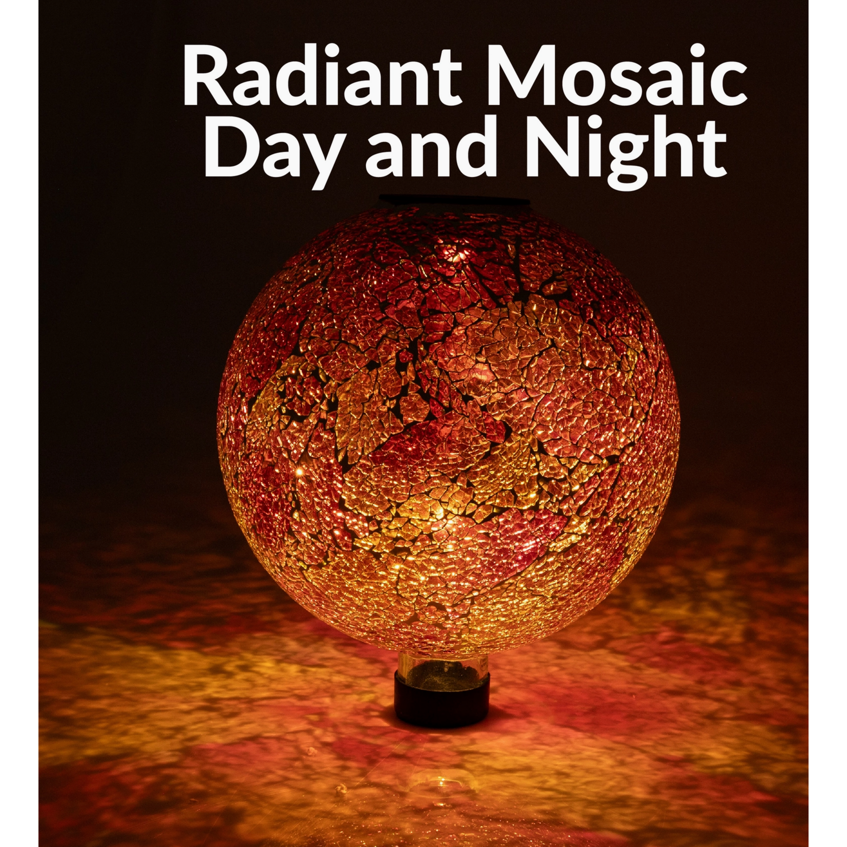 Sunnydaze Pearl Pink Mosaic Gazing Ball with Solar Light - 10 in