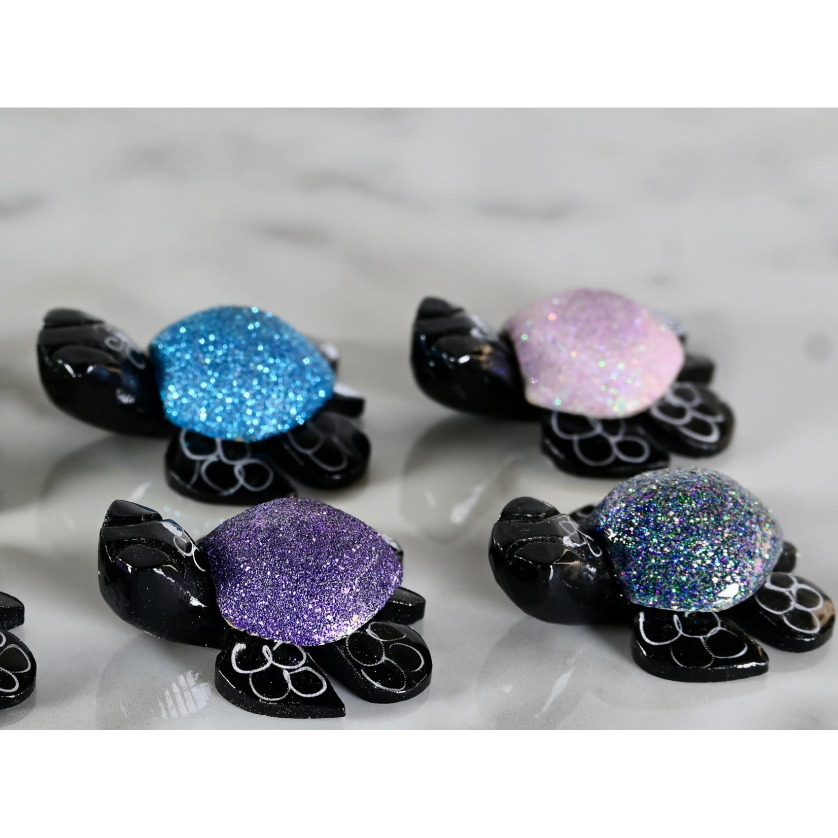 SS Handcrafted Art Marble Turtle Sparkle 1.5"