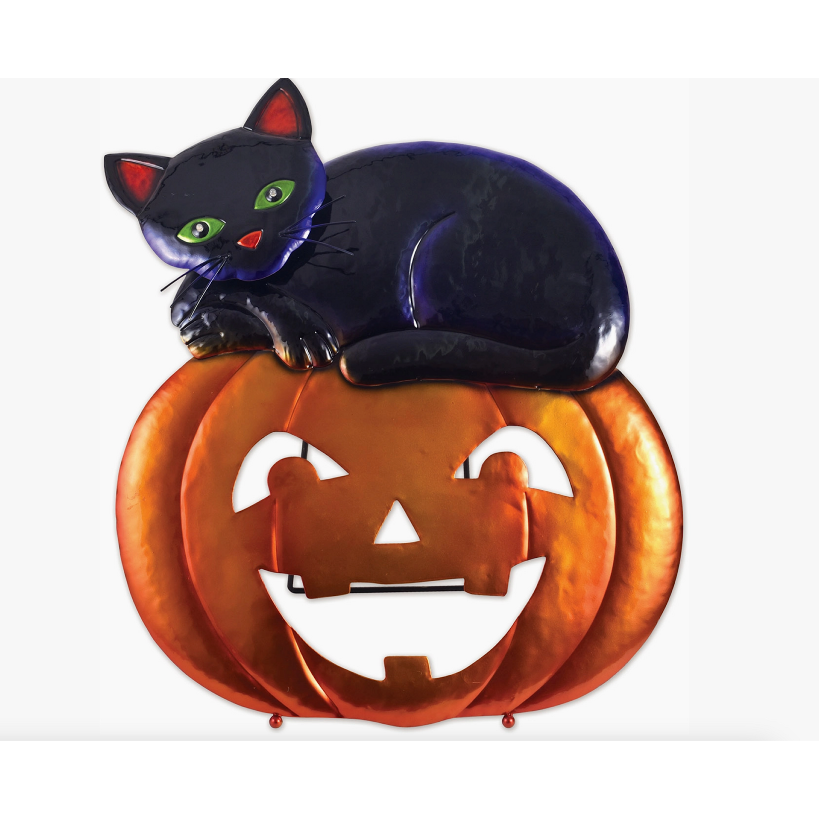 Solar Cat "Jean-Pierre" & Pumpkin Porch Sitter