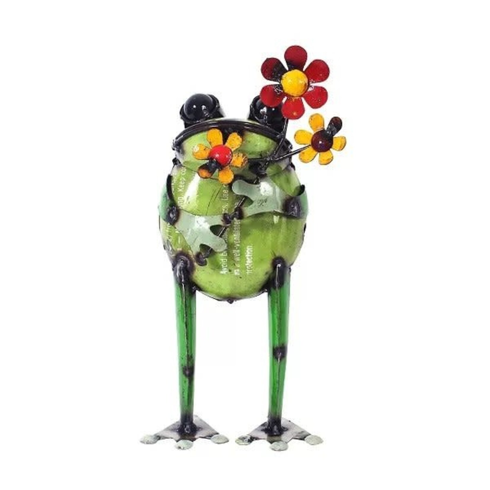 Iron Standing Frog With Flower