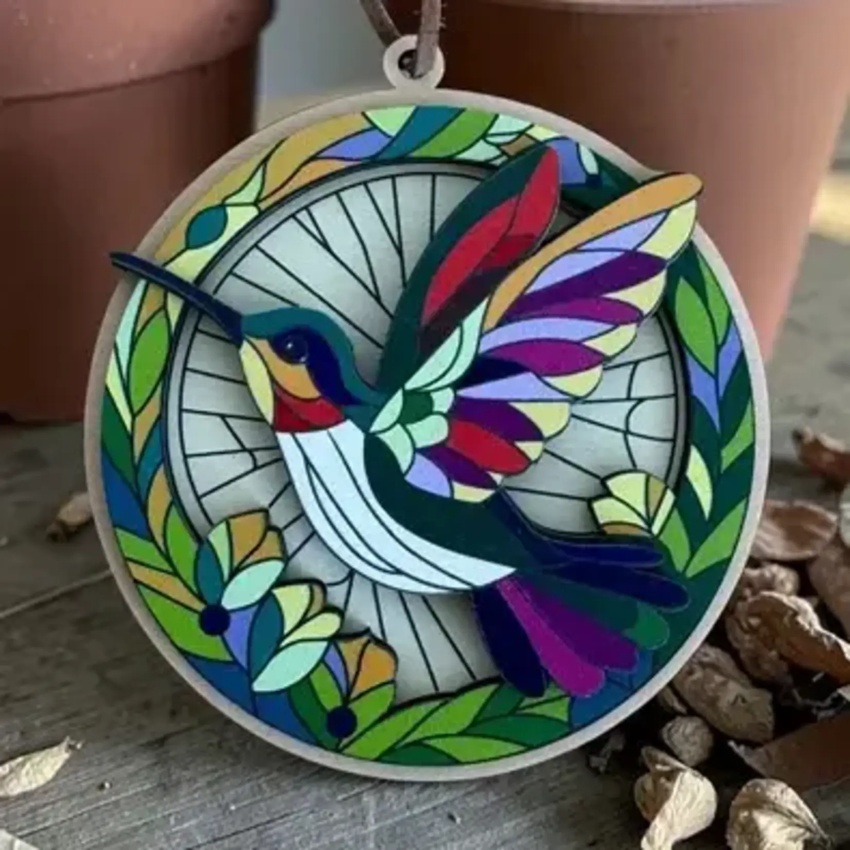 Stained Glass Hummingbird Ornament