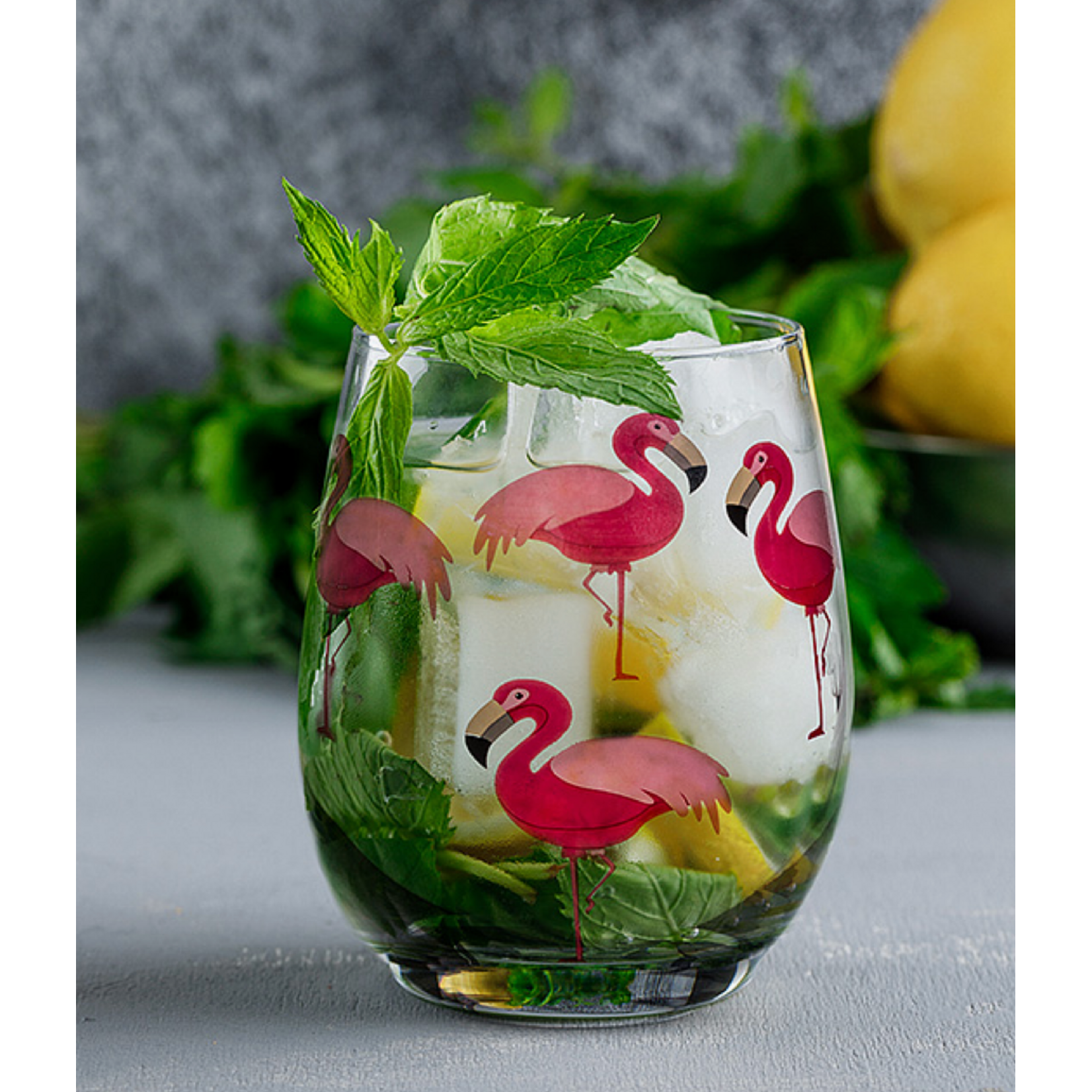 Abbott Flamingo Stemless Wine Glass
