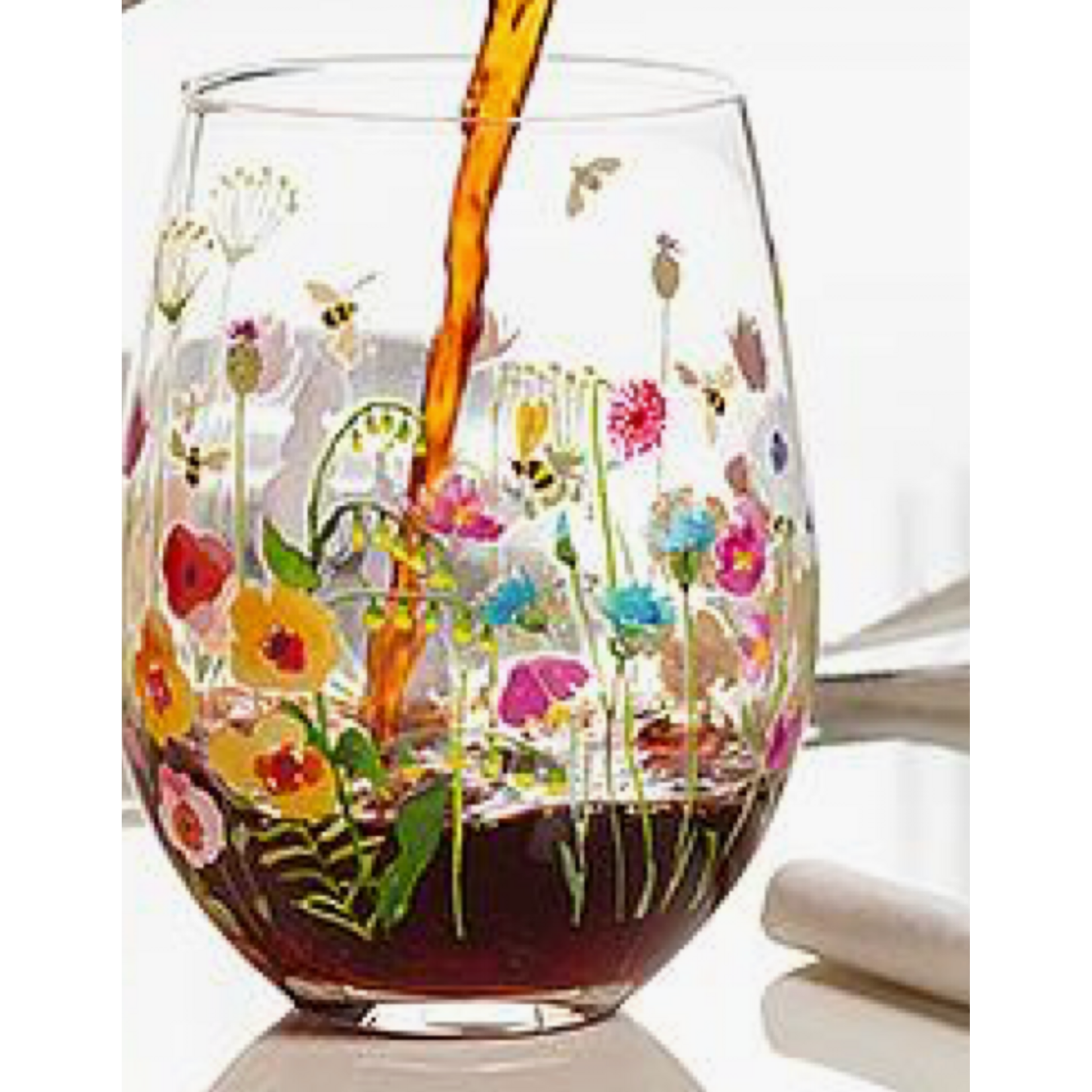 Abbott Floral Bee Garden Stemless Wine Glass