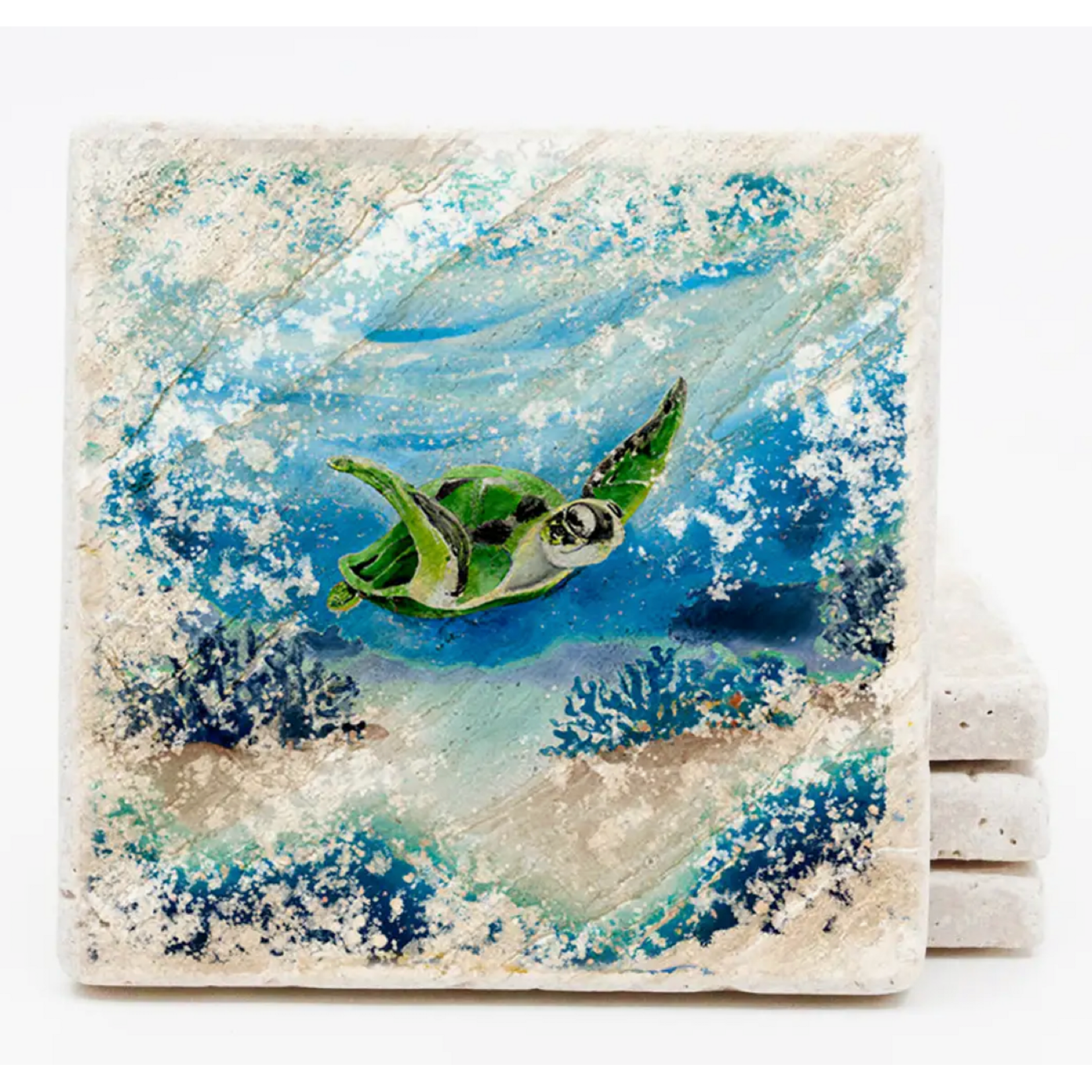 Sea Creations Water Color Coaster Sea Turtle