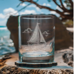 Benoits Sailboat Scene Hand Engraved Glass