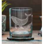 Benoits Whale Hand Engraved Glass