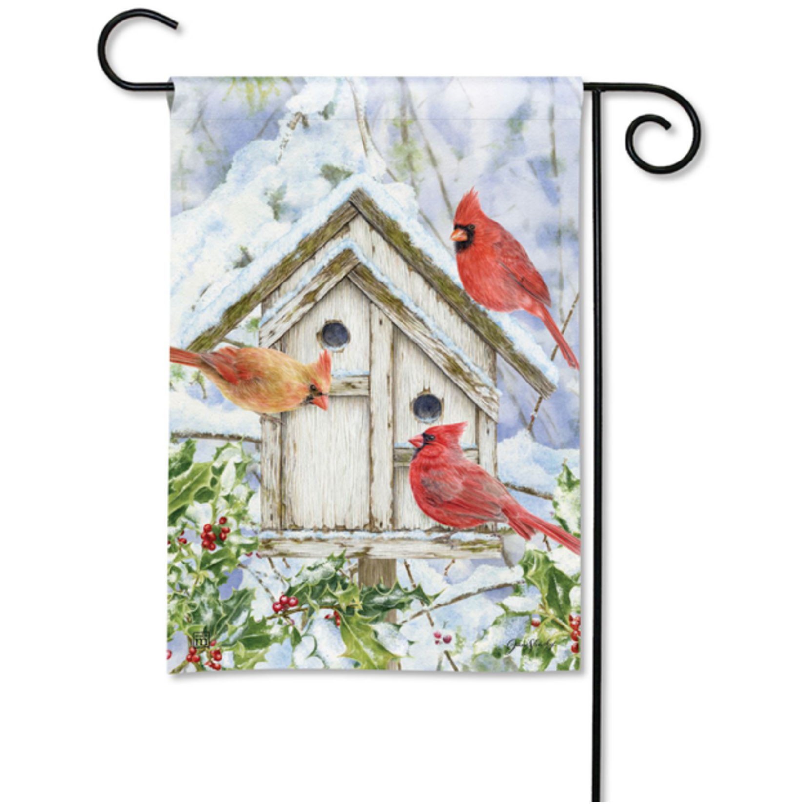 Demdaco Cardinal Birdhouse Garden Flag