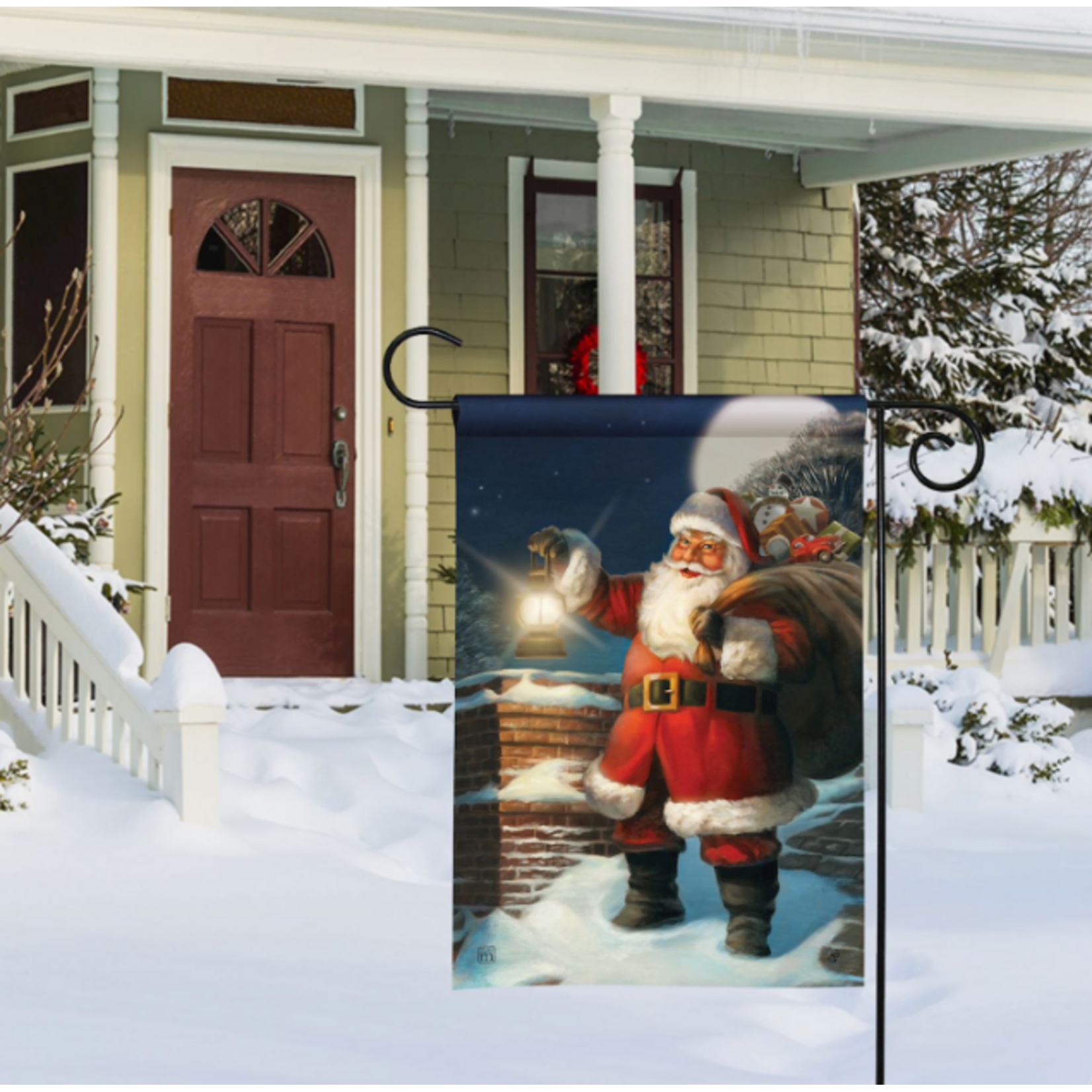 Demdaco Here Comes Santa Claus Garden Flag