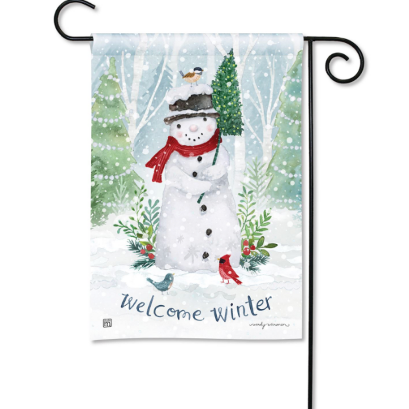 Demdaco Forest Snowman Garden Flag