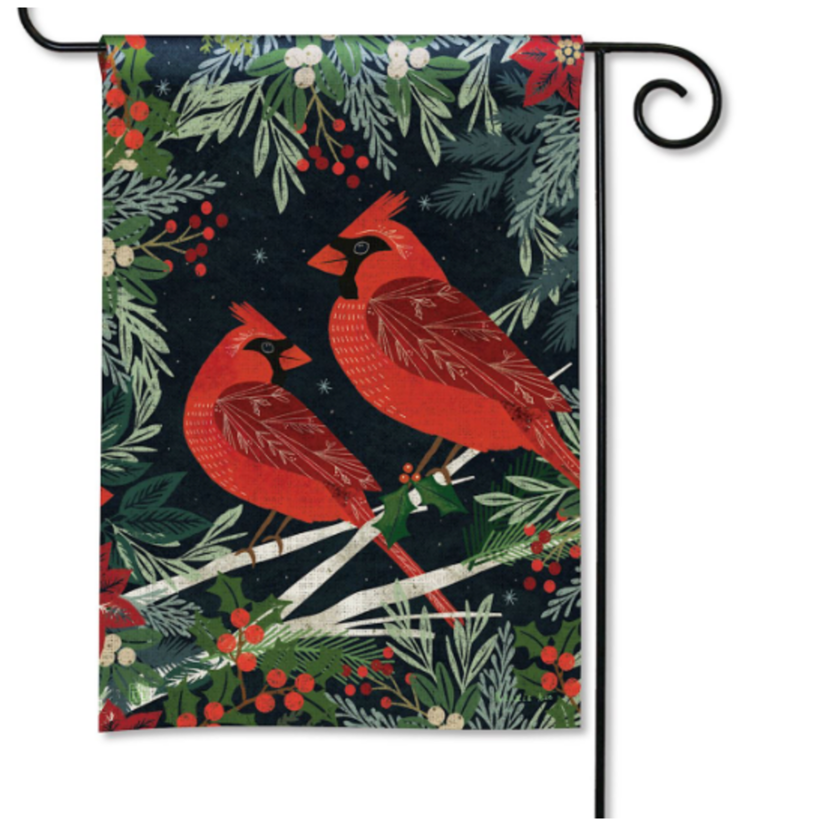 Demdaco Cardinals And Berries Garden Flag