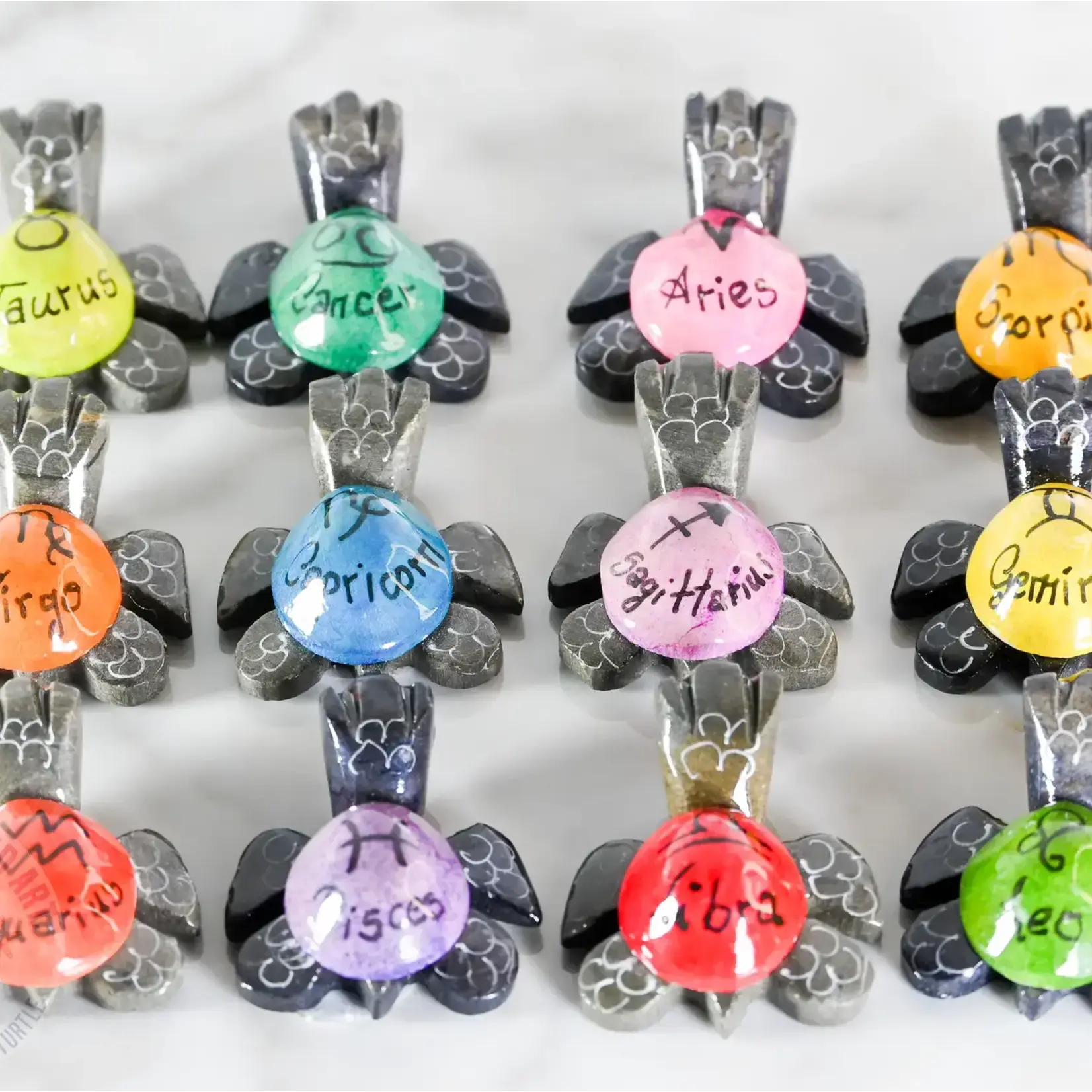 SS Handcrafted Art Marble Turtle Zodiac Signs 1.5"