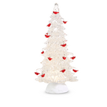 Raz Imports Lighted Tree With Cardinal Ornaments And Swirling Glitter 15"