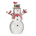 Raz Imports Lighted Snowman With Silver Swirling Glitter 12"