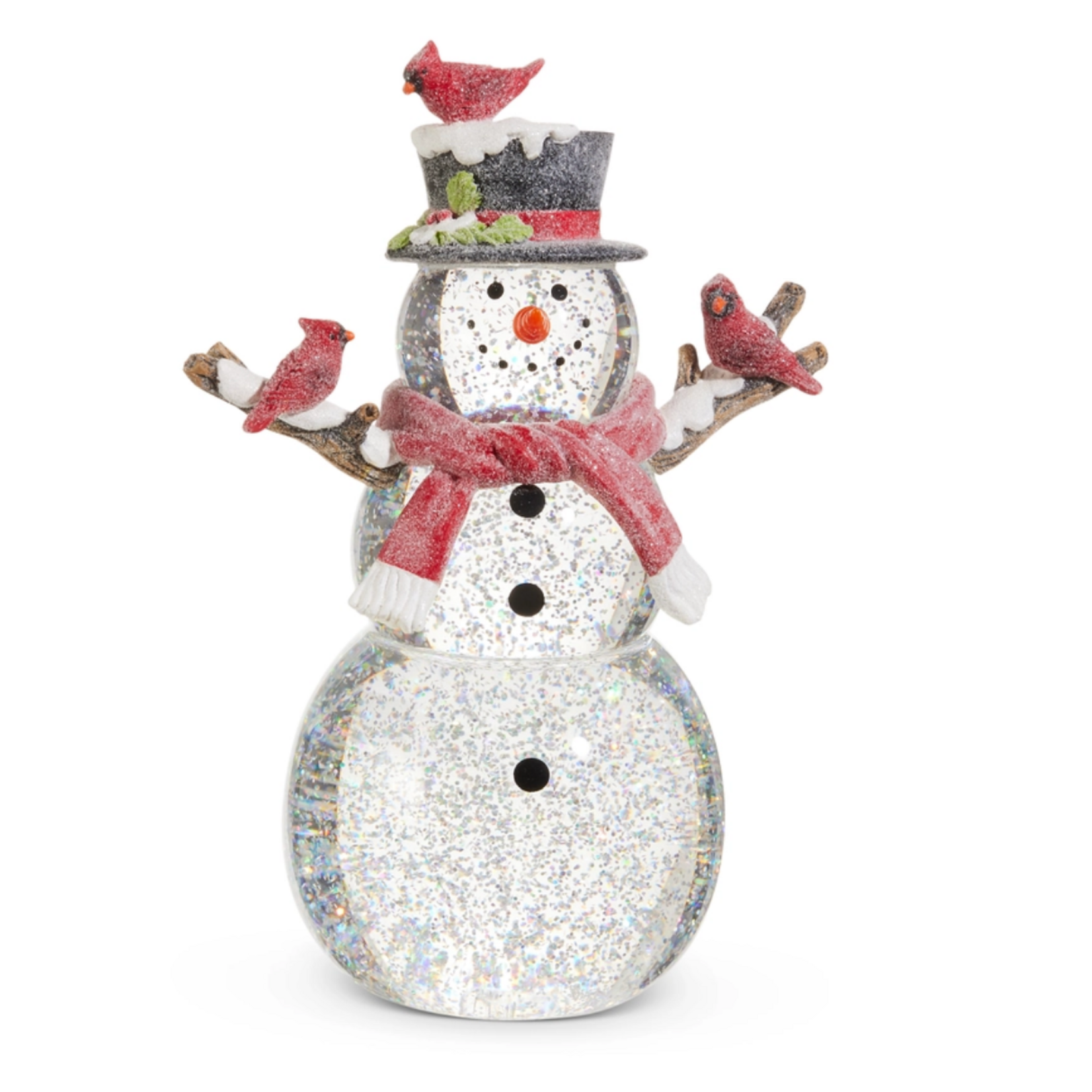 Raz Imports Lighted Snowman With Silver Swirling Glitter 12"