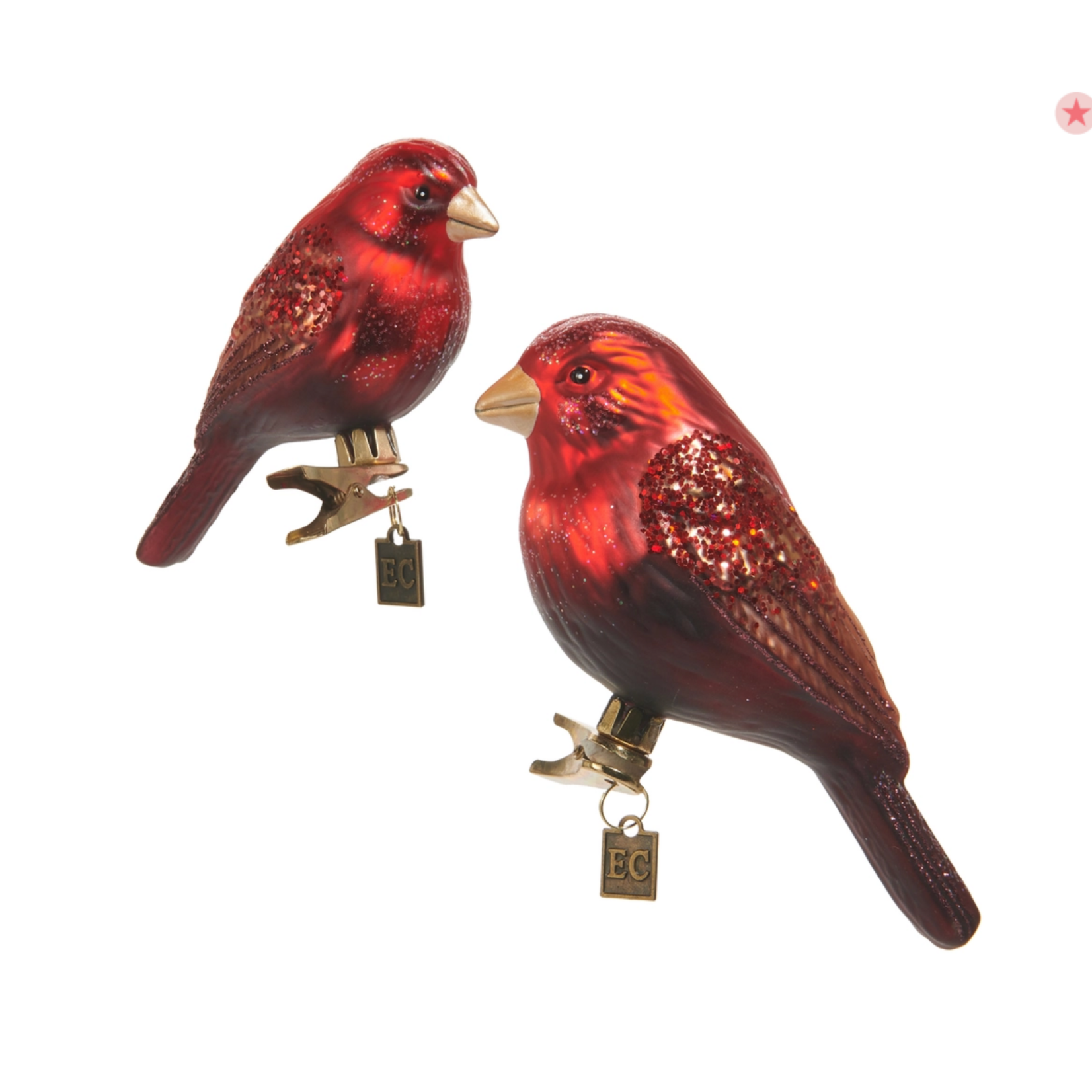 Raz Imports Bird Clip-on Ornaments Red and Brown Set
