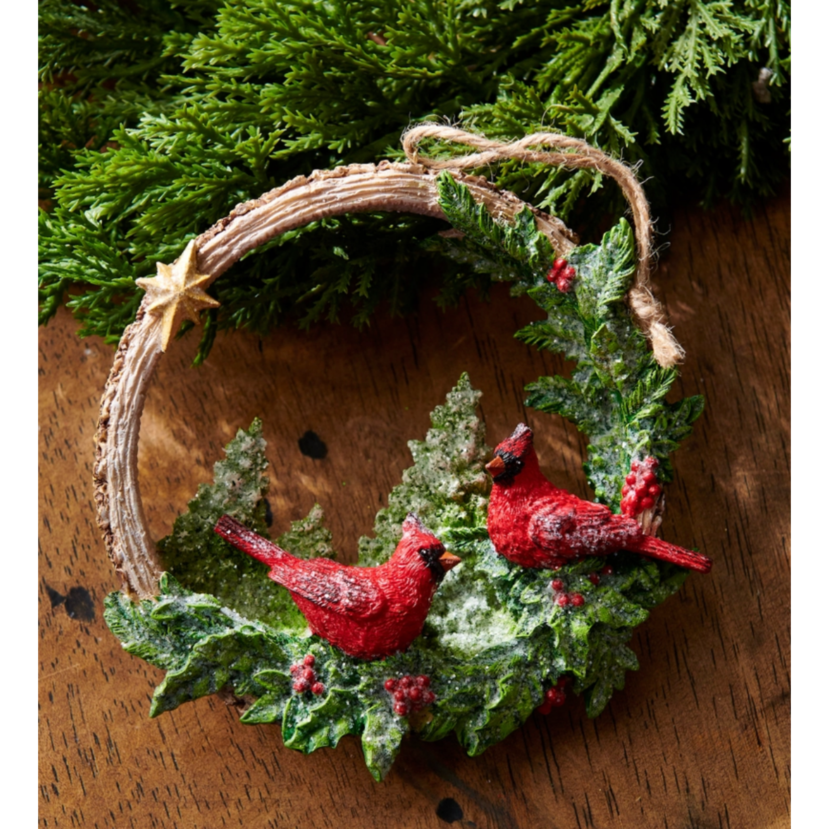 Raz Imports Woodland Noel Cardinals Ornament