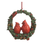 Raz Imports Cardinals in Wreath Ornament