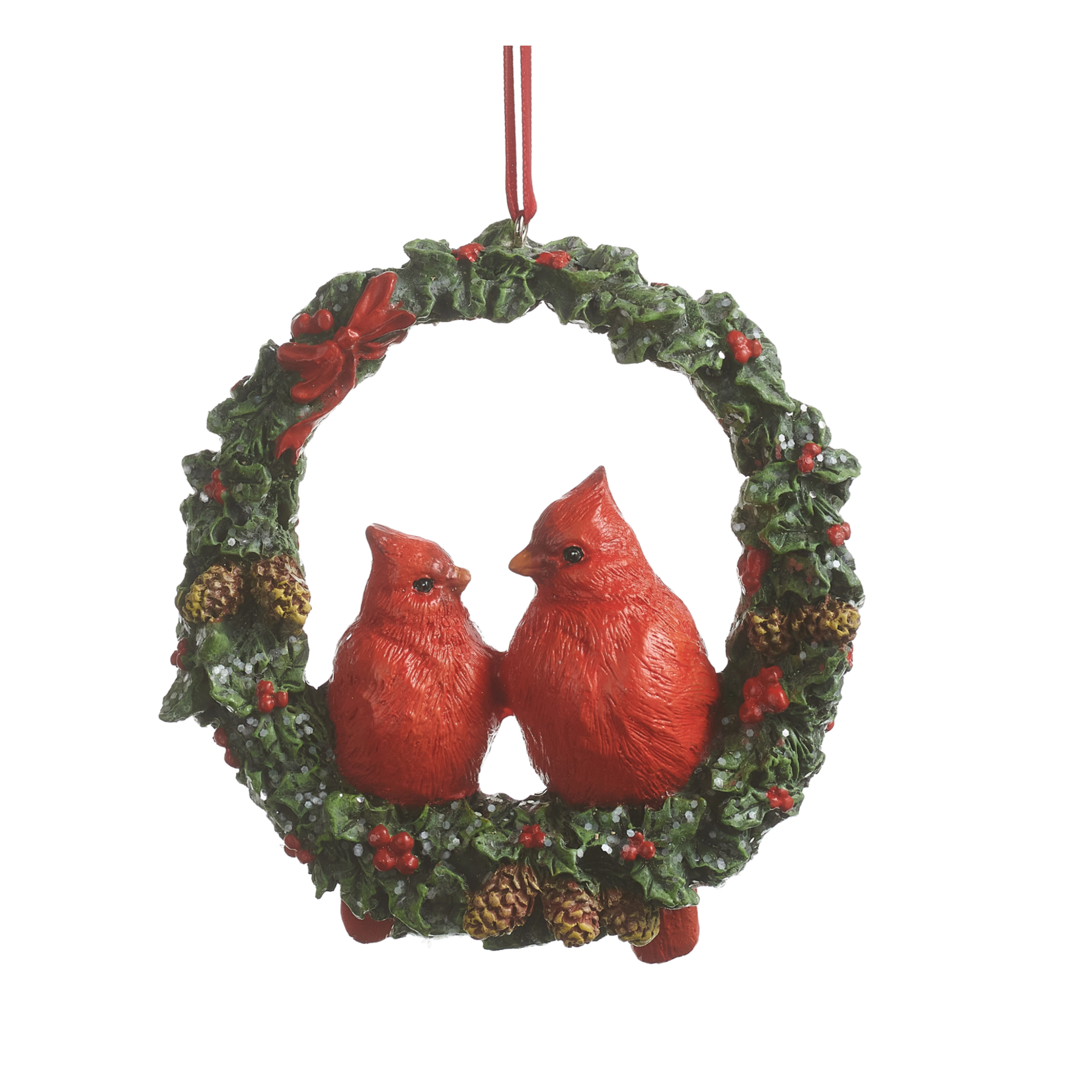 Raz Imports Cardinals in Wreath Ornament
