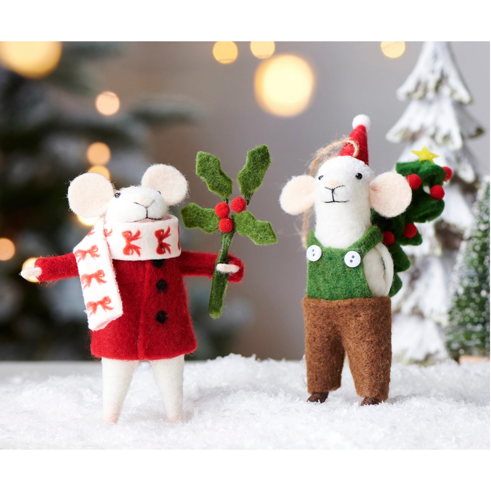 Raz Imports Red And Green Mice Ornament