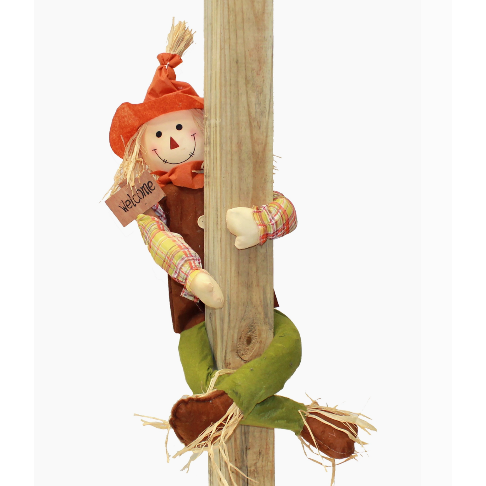 36" Climbing Boy Scarecrow with Welcome Sign