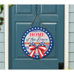 American Classic Stars & Stripes Wood Door Décor, "Home Of The Brave", 18"