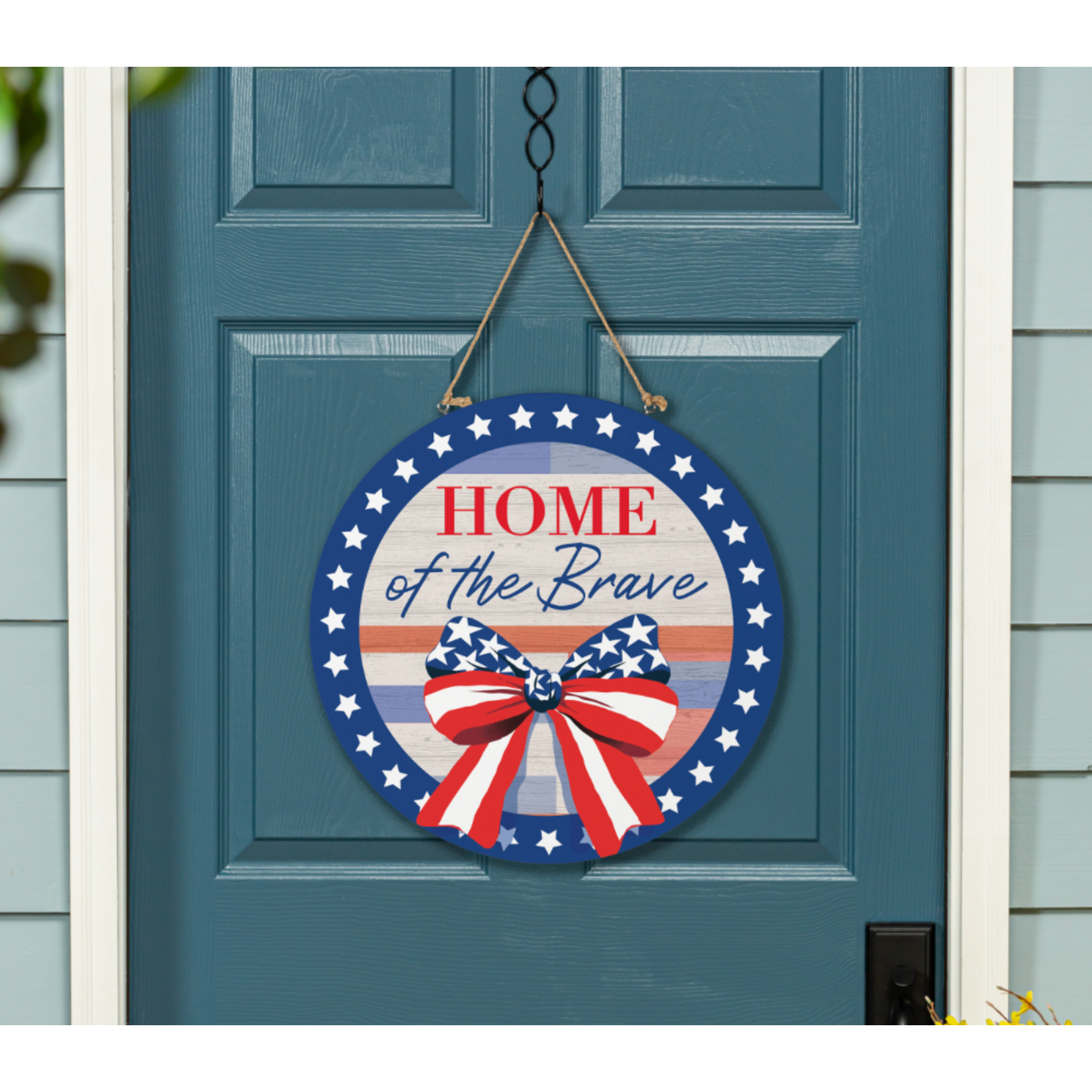 American Classic Stars & Stripes Wood Door Décor, "Home Of The Brave", 18"