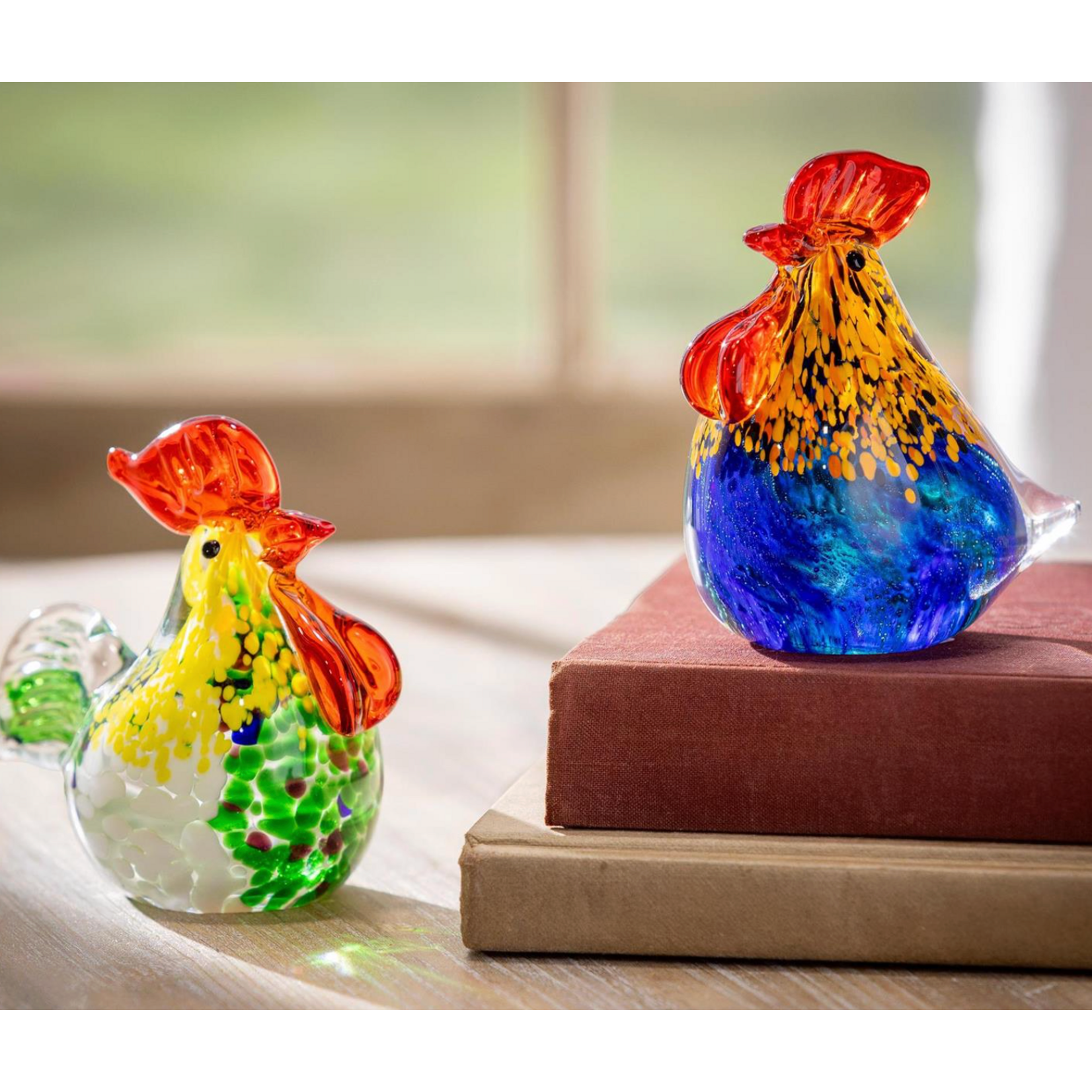 Rooster Glass Table Décor, 4"H-Sold Individually