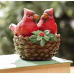 Snowbirds Table Decor Resin Cardinal Couple in Basket