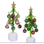 LED Glass Tree w/ Ornaments-Choice of Snowflakes or Traditional Ornament