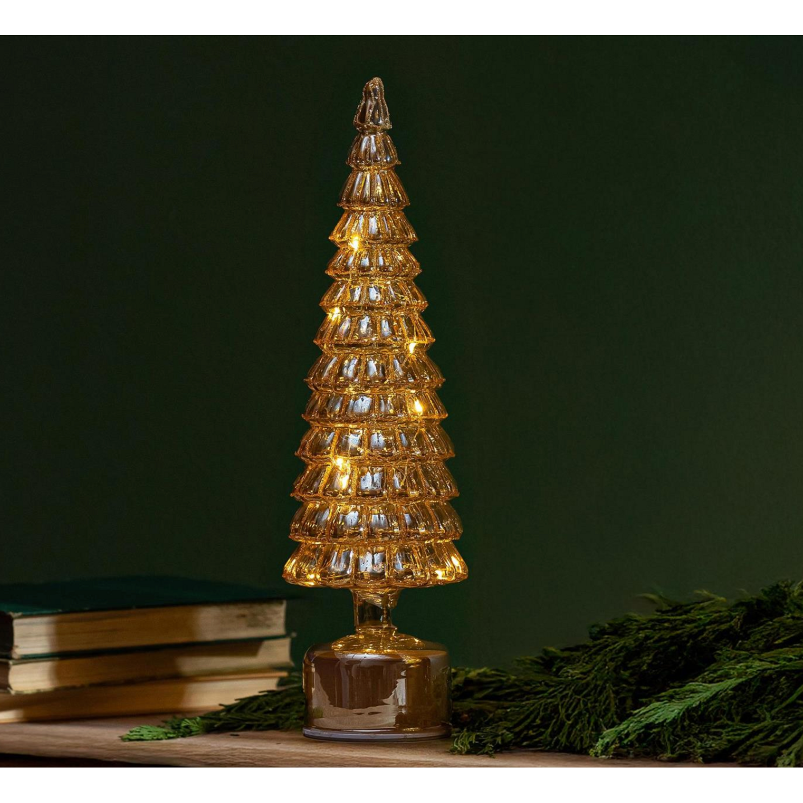 Shades of Emerald LED Table Decor Tree Shaped