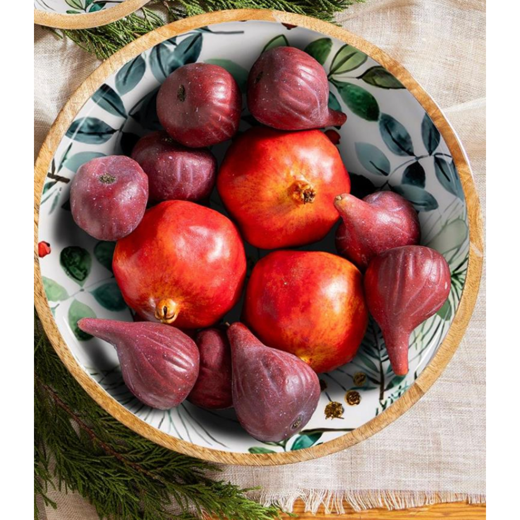 Festive Foliage Wooden Bowl - Large