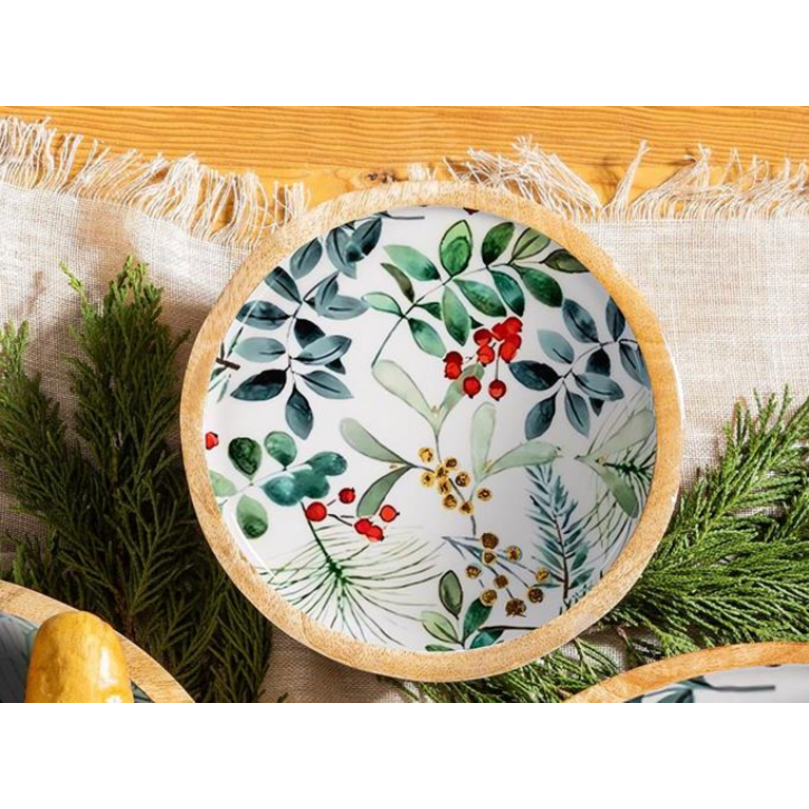 Festive Foliage Wooden Bowl - Small