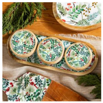 VivaStyle Poinsettia Bliss 3 Section Wood Server
