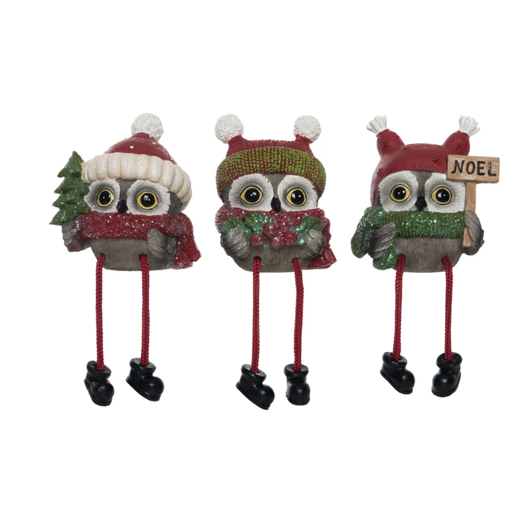 Resin Sweet Holiday Owl Shelf Sitter-Sold Separately